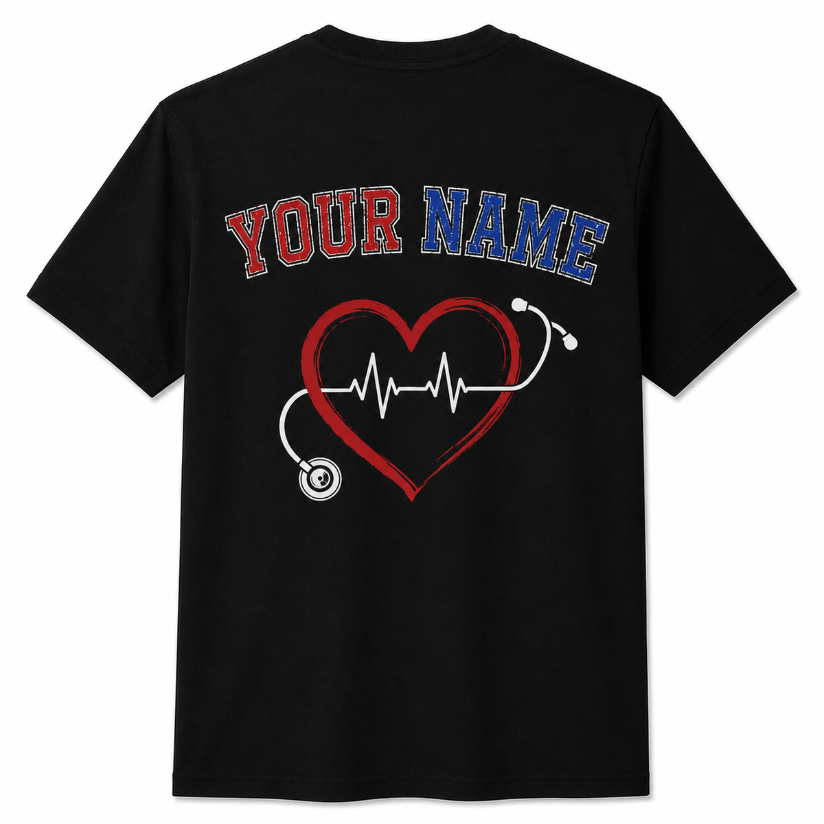 Custom Nurse Stethoscope Heart Shirt Personalized RN Gift Unisex T-Shirt