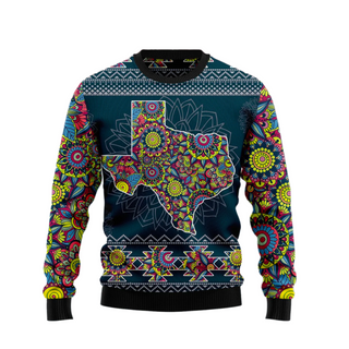 Texas Blue Mandala Ugly Christmas Sweater For Men & Women Christmas Gift Sweater US1560