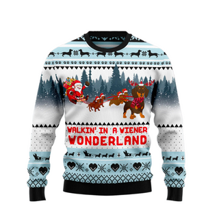 Walkin‘ In A Weiner Wonderland Ugly Christmas Sweater For Men & Women Christmas Gift Sweater US1686