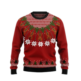 Violin Christmas Ugly Christmas Sweater For Men & Women Christmas Gift Sweater US1749