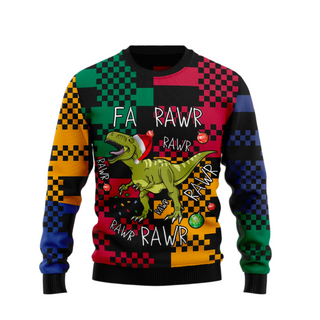 T-rex Rawr Rawr Rawr Christmas Ugly Christmas Sweater For Men & Women Christmas Gift Sweater US1716