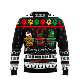 Dog Paws Xmas Ugly Christmas Sweater For Men & Women Christmas Gift Sweater US1742