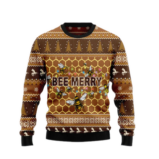 Bee Merry Ugly Christmas Sweater For Men & Women Christmas Gift Sweater US1812