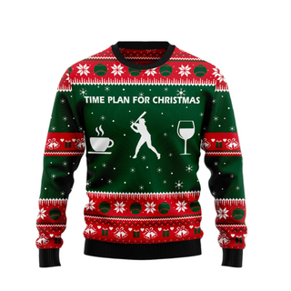 Time Plan For Christmas Baseball Ugly Christmas Sweater For Men & Women Christmas Gift Sweater US1872