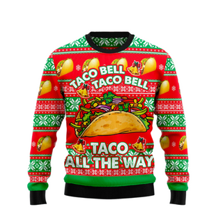 Taco Bell Taco On The Way Christmas Ugly Christmas Sweater For Men & Women Christmas Gift Sweater US1882