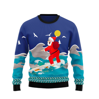 Surfing Santa Ugly Christmas Sweater For Men & Women Christmas Gift Sweater US2140