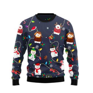 Snowman Christmas Light Ugly Christmas Sweater For Men & Women Christmas Gift Sweater US2575