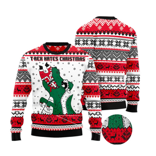 T-Rex Hates Christmas Ugly Sweater For Men & Women Christmas Gift Sweater US2919