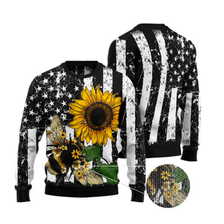 Sunflower Bee Ugly Christmas Sweater For Men & Women Christmas Gift Sweater US3113