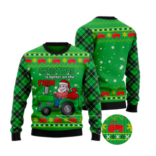 Tractor Santa Ugly Christmas Sweater For Men & Women Christmas Gift Sweater US3117