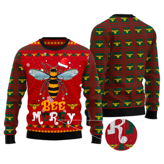 Bee Merry Ugly Christmas Sweater For Men & Women Christmas Gift Sweater US3118