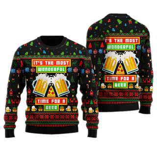 Time For A Beer Funny Ugly Christmas Sweater For Men & Women Christmas Gift Sweater US3284