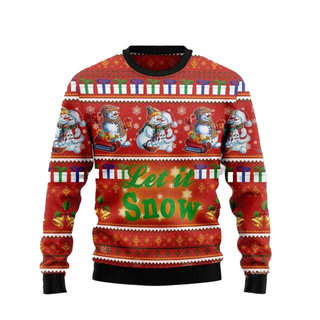 Snowman Let It Snow Ugly Christmas Sweater For Men & Women Christmas Gift Sweater US3296