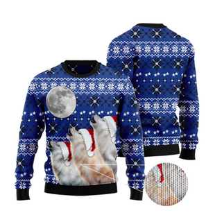 Wolf Howling Moon Ugly Christmas Sweater For Men & Women Christmas Gift Sweater US3388