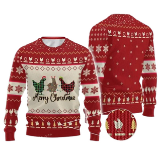 Three Chicken Ugly Christmas Sweater For Men & Women Christmas Gift Sweater US3421