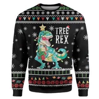 Tree Rex Xmas Dinosaur Ugly Christmas Sweater For Men & Women Christmas Gift Sweater US3424