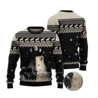 Wolf Day And Night Ugly Christmas Sweater For Men & Women Christmas Gift Sweater US3532