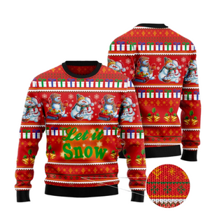 Snowman Let It Snow Ugly Christmas Sweater For Men & Women Christmas Gift Sweater US3541