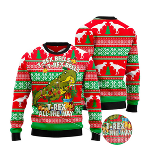 T-rex Tree Christmas Ugly Christmas Sweater For Men & Women Christmas Gift Sweater US3592