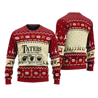 Taters Potatoes Red Ugly Christmas Sweater For Men & Women Christmas Gift Sweater PT1333