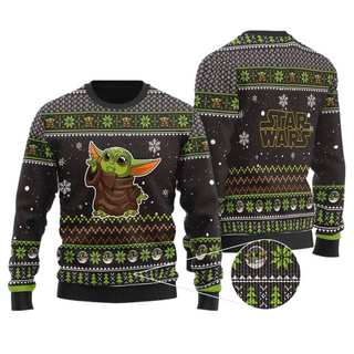 Y O D A Christmas Ugly Christmas Sweater For Men & Women Christmas Gift Sweater PT1495