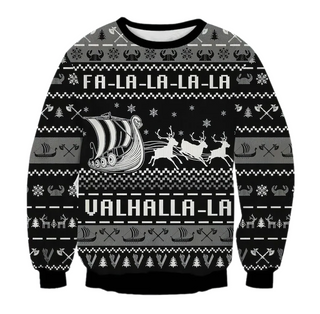 Viking Fa-la-la-valhalla Ugly Christmas Sweater For Men & Women Christmas Gift Sweater US3764