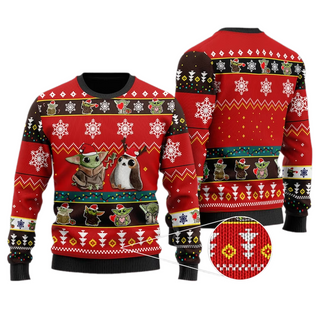 Baby Yoda And Friend Ugly Christmas Sweater For Men & Women Christmas Gift Sweater US3884