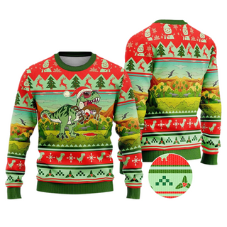 T-Rex Eating Reindeer Jumper Ugly Christmas Sweater For Men & Women Christmas Gift Sweater US3907