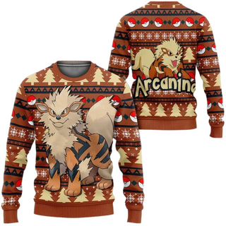 Anime Arcanine PKM Ugly Christmas Sweater For Men & Women Christmas Gift Sweater US3918