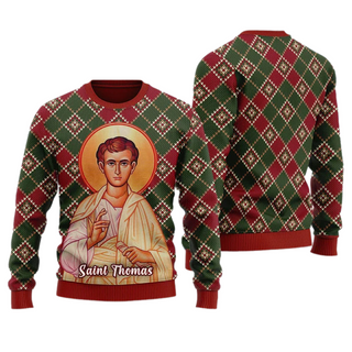 Thomas the Apostle Unisex Ugly Christmas Sweater For Men & Women Christmas Gift Sweater US3989