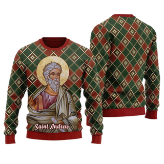 Andrew the Apostle Unisex Ugly Christmas Sweater For Men & Women Christmas Gift Sweater US3990