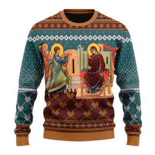 Annunciation of the Mother of God Unisex Ugly Christmas Sweater For Men & Women Christmas Gift Sweater US4002