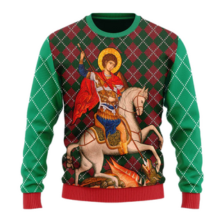 St. George Unisex Ugly Christmas Sweater For Men & Women Christmas Gift Sweater US4003