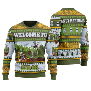 Welcom to En.dor St.ar Wa.rs Unisex Ugly Christmas Sweater For Men & Women Christmas Gift Sweater US4009