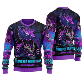 The Wyvern of Malice Let's Go Monster Hunting Unisex Ugly Christmas Sweater For Men & Women Christmas Gift Sweater US4023