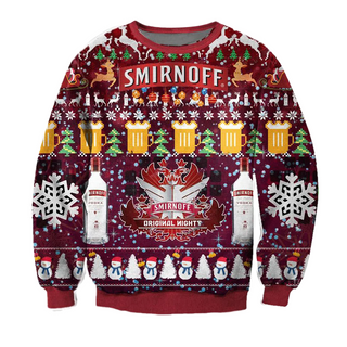 Unisex Vodka Smirnoff 3D Ugly Christmas Sweater For Men & Women Christmas Gift Sweater BH1146