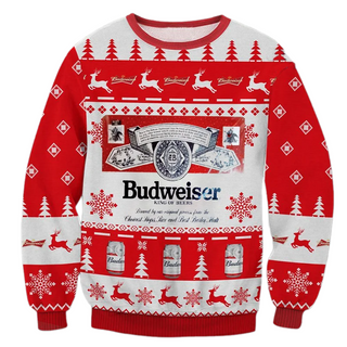 Unisex Budweiser Make Me High 3D Ugly Christmas Sweater For Men & Women Christmas Gift Sweater BH1173