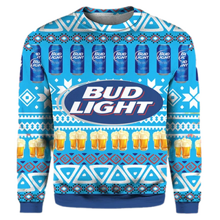 Unisex Bud Light Beer 3D Ugly Christmas Sweater For Men & Women Christmas Gift Sweater BH1304