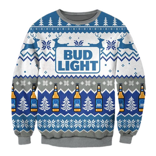 Unisex Bud Light Beer 3D Ugly Christmas Sweater For Men & Women Christmas Gift Sweater BH1307