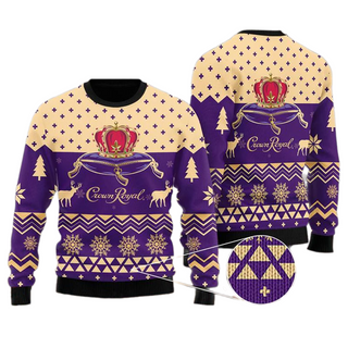 Unisex Modern Crown Royal 3D Ugly Christmas Sweater For Men & Women Christmas Gift Sweater BH1317