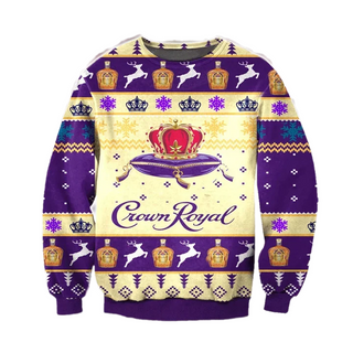 Unisex Crown Royal Whiskey 3D Ugly Christmas Sweater For Men & Women Christmas Gift Sweater BH1329