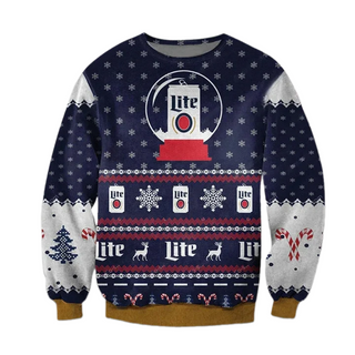 Unisex Miller Lite Beer 3D Ugly Christmas Sweater For Men & Women Christmas Gift Sweater BH1344