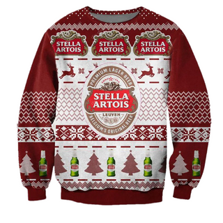 Unisex Stella Artois Beer 3D Ugly Christmas Sweater For Men & Women Christmas Gift Sweater BH1354