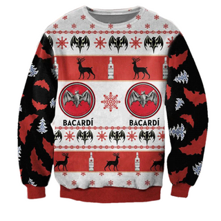 Unisex Bacardi Rum White 3D Ugly Christmas Sweater For Men & Women Christmas Gift Sweater BH1355