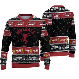 Unisex Fireball 3D Ugly Christmas Sweater For Men & Women Christmas Gift Sweater BH1361