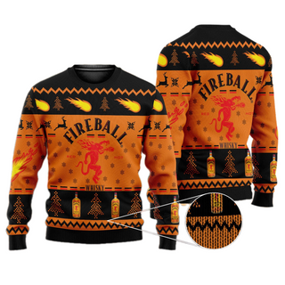 Unisex Fireball Whisky 3D Ugly Christmas Sweater For Men & Women Christmas Gift Sweater BH1375