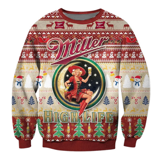 Unisex Miller Beer 3D Ugly Christmas Sweater For Men & Women Christmas Gift Sweater BH1378