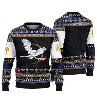 Snowy Owl Pattern Ugly Christmas Sweater For Men & Women Christmas Gift Sweater US4235