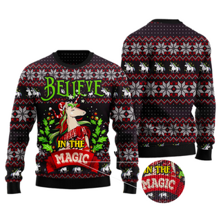 Unicorn Believe In The Magic Ugly Christmas Sweater For Men & Women Christmas Gift Sweater US4346