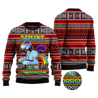 Unicorn Squat Like No Tomorrow Ugly Christmas Sweater For Men & Women Christmas Gift Sweater US4353